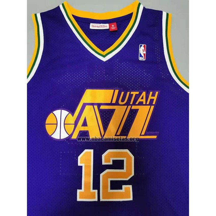 Camiseta Utah Jazz John Stockton NO 12 Mitchell & Ness 1991-92  Violeta